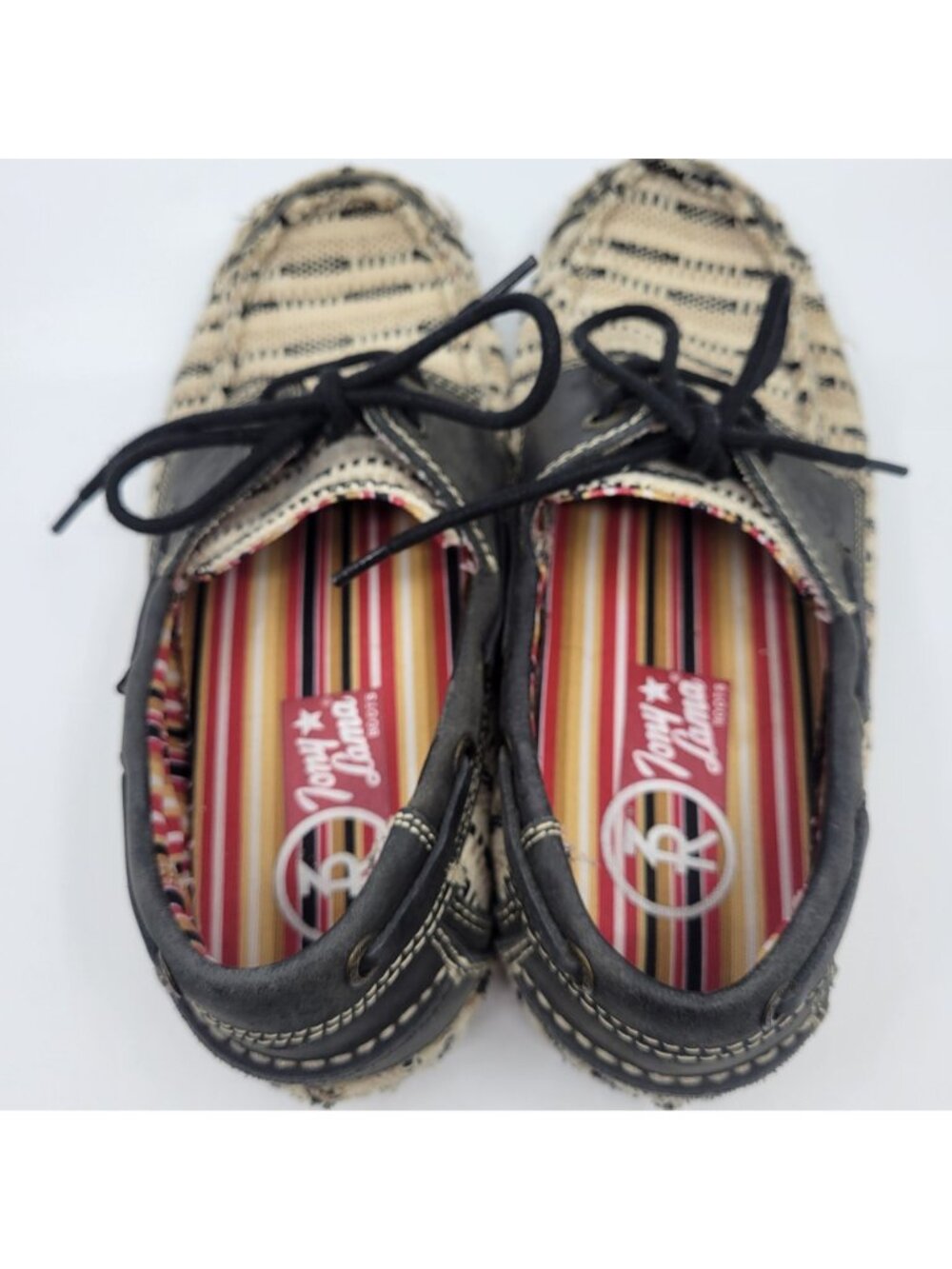 Tony Lama Women's Loafers Size 9B Lindale Canvas Lace-Up Woven Casual Flats Boat - Picture 8 of 10